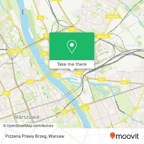 Mapa Pizzeria Prawy Brzeg, ulica Jagiellonska 7 03-721 Warszawa