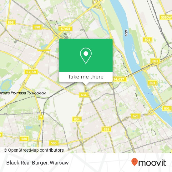 Mapa Black Real Burger, aleja Jana Pawla II 82 00-001 Warszawa