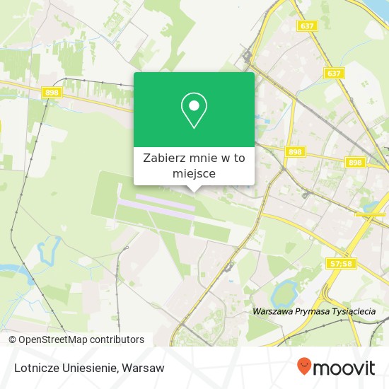 Mapa Lotnicze Uniesienie, ulica Ksiezycowa 1 01-934 Warszawa