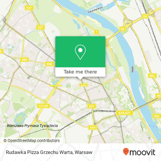 Mapa Rudawka Pizza Grzechu Warta, ulica ks. Jerzego Popieluszki 01-595 Warszawa