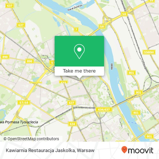 Mapa Kawiarnia Restauracja Jaskolka, plac Thomasa Woodrowa Wilsona 4 01-615 Warszawa