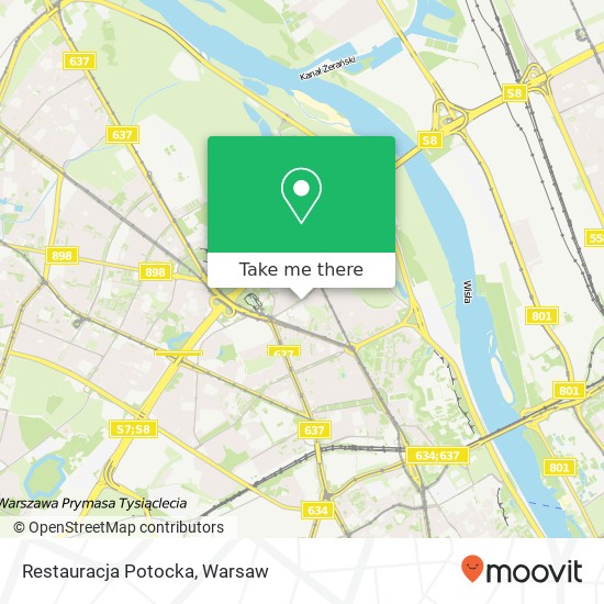 Mapa Restauracja Potocka, ulica Potocka 33 01-631 Warszawa