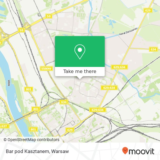 Mapa Bar pod Kasztanem, ulica Motycka 17 03-566 Warszawa