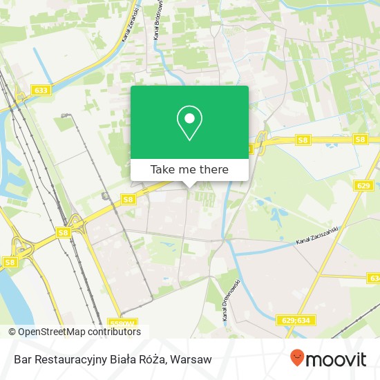 Mapa Bar Restauracyjny Biała Róża, ulica Krasnobrodzka 11 03-214 Warszawa