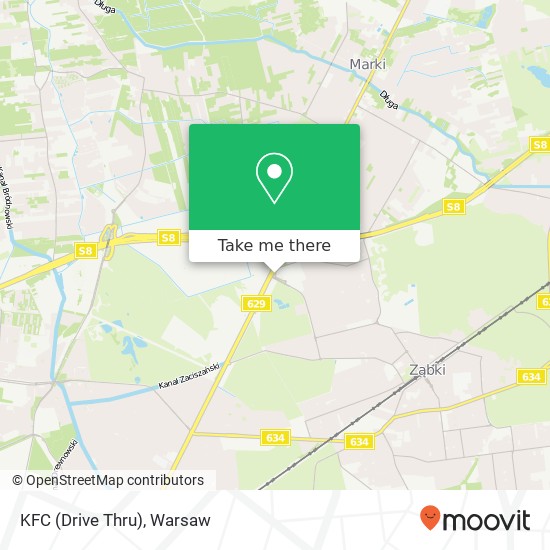 Mapa KFC (Drive Thru), ulica Wolnosci 50 05-091 Zabki