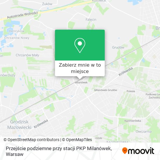 Mapa Przejście podziemne przy stacji PKP Milanówek