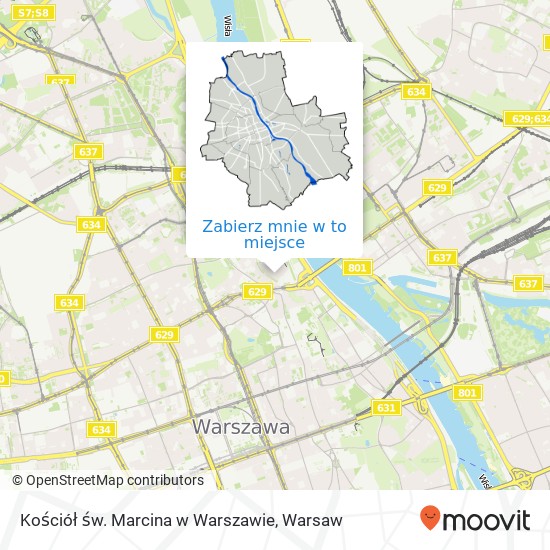 Mapa Kościół św. Marcina w Warszawie