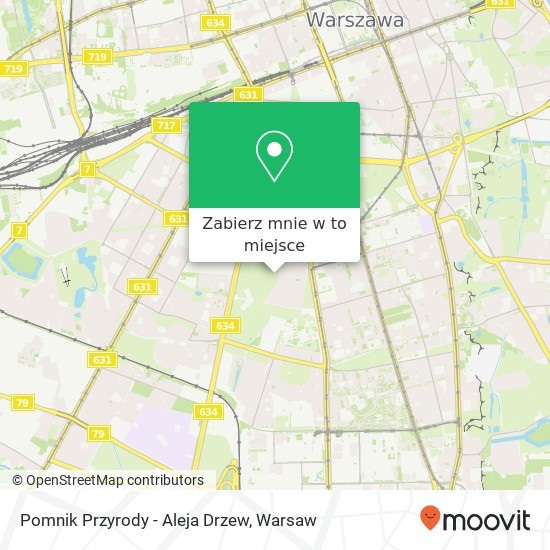 Mapa Pomnik Przyrody - Aleja Drzew