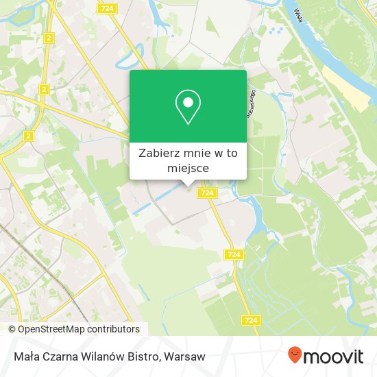 Mapa Mała Czarna Wilanów Bistro, ulica Krzysztofa Kieslowskiego 02-972 Warszawa