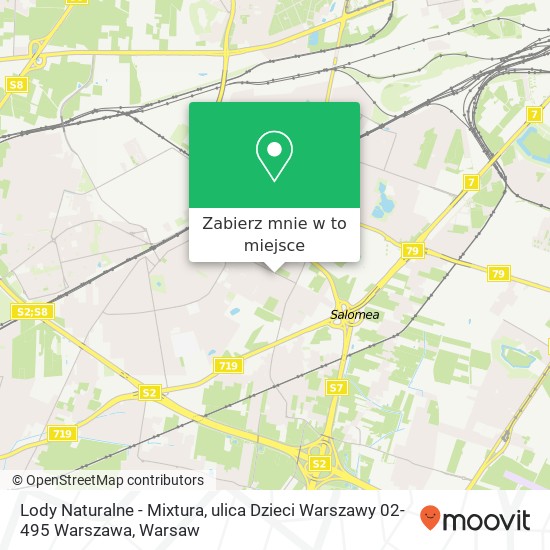 Mapa Lody Naturalne - Mixtura, ulica Dzieci Warszawy 02-495 Warszawa