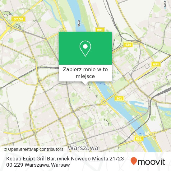 Mapa Kebab Egipt Grill Bar, rynek Nowego Miasta 21 / 23 00-229 Warszawa