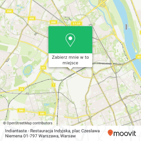 Mapa Indiantaste - Restauracja Indyjska, plac Czeslawa Niemena 01-797 Warszawa