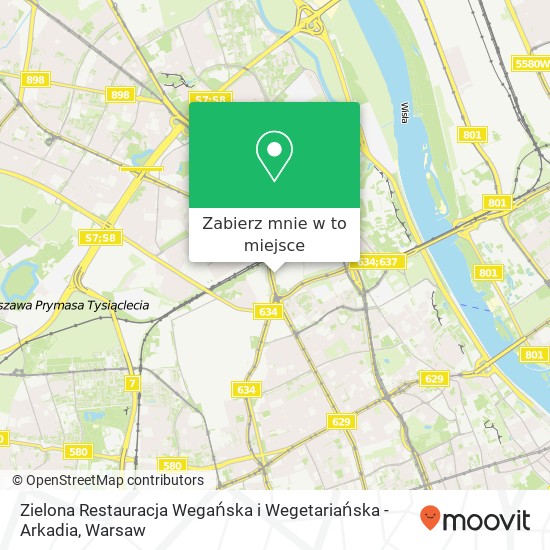 Mapa Zielona Restauracja Wegańska i Wegetariańska - Arkadia, 00-152 Warszawa