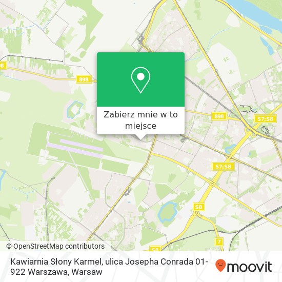 Mapa Kawiarnia Słony Karmel, ulica Josepha Conrada 01-922 Warszawa