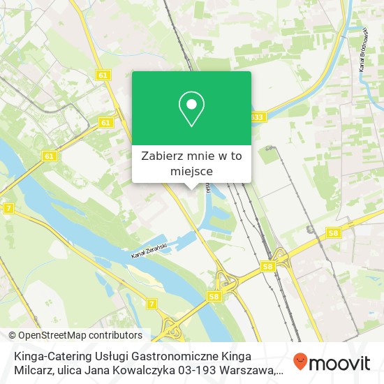 Mapa Kinga-Catering Usługi Gastronomiczne Kinga Milcarz, ulica Jana Kowalczyka 03-193 Warszawa