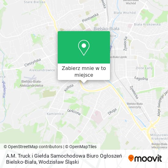 Mapa A.M. Truck i Giełda Samochodowa Biuro Ogłoszeń Bielsko-Biała