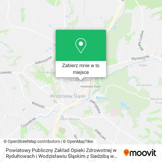 Mapa Powiatowy Publiczny Zakład Opieki Zdrowotnej w Rydułtowach i Wodzisławiu Śląskim z Siedzibą w Wodzi