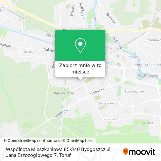 Mapa Wspólnota Mieszkaniowa 85-340 Bydgoszcz ul. Jana Brzozogłowego 7