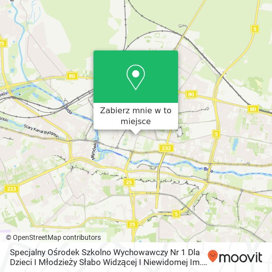 Mapa Specjalny Ośrodek Szkolno Wychowawczy Nr 1 Dla Dzieci I Młodzieży Słabo Widzącej I Niewidomej Im. Louisa Braille'A W Bydgoszczy