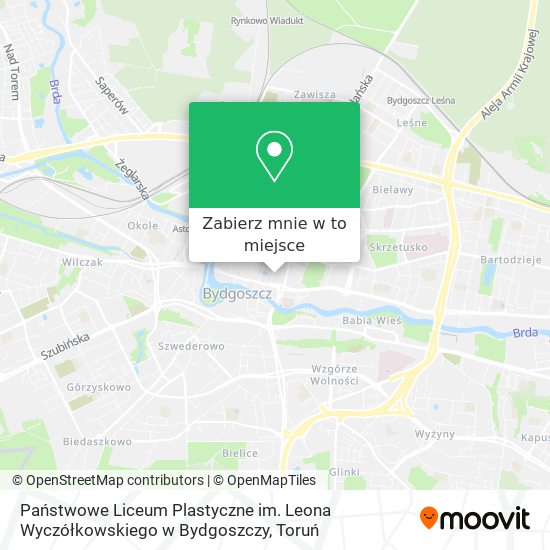 Mapa Państwowe Liceum Plastyczne im. Leona Wyczółkowskiego w Bydgoszczy