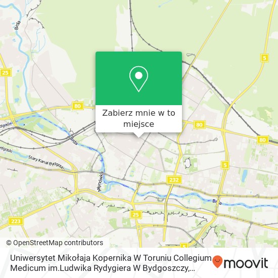 Mapa Uniwersytet Mikołaja Kopernika W Toruniu Collegium Medicum im.Ludwika Rydygiera W Bydgoszczy