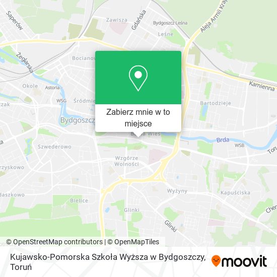 Mapa Kujawsko-Pomorska Szkoła Wyższa w Bydgoszczy