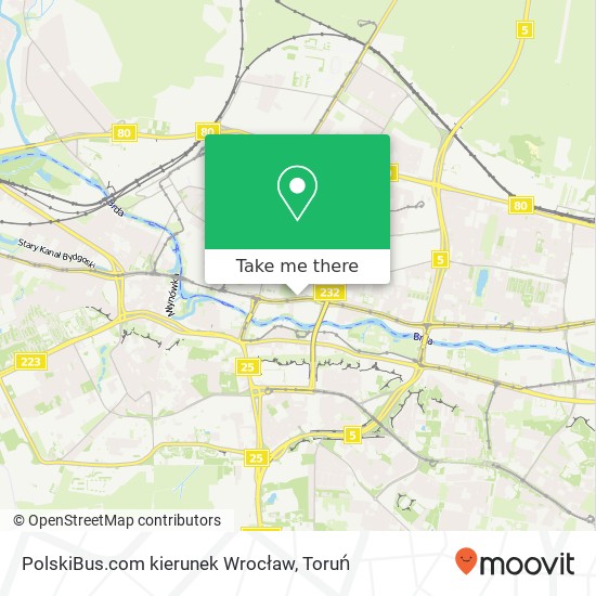 Mapa PolskiBus.com kierunek Wrocław