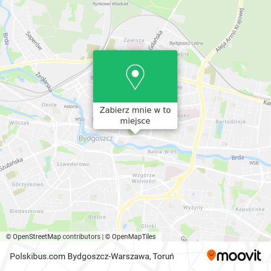 Mapa Polskibus.com Bydgoszcz-Warszawa