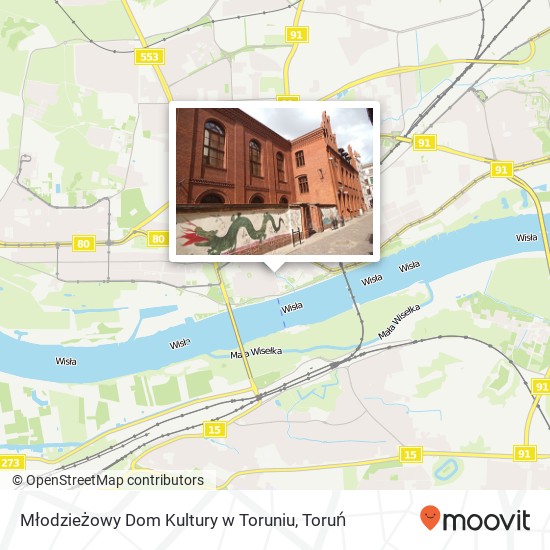 Mapa Młodzieżowy Dom Kultury w Toruniu, ulica Przedzamcze 87-100 Torun