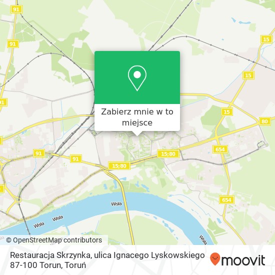 Mapa Restauracja Skrzynka, ulica Ignacego Lyskowskiego 87-100 Torun