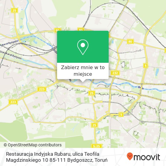 Mapa Restauracja Indyjska Rubaru, ulica Teofila Magdzinskiego 10 85-111 Bydgoszcz