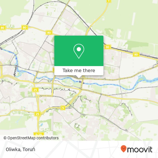 Mapa Oliwka, ulica Jagiellonska 96 85-095 Bydgoszcz