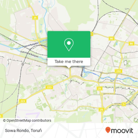 Mapa Sowa Rondo, ulica Kruszwicka 1 85-213 Bydgoszcz