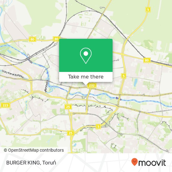 Mapa BURGER KING, ulica Jagiellonska 39 85-097 Bydgoszcz
