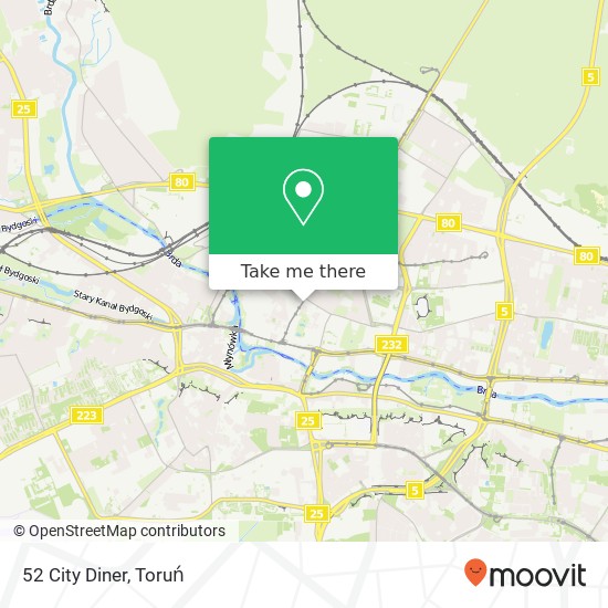 Mapa 52 City Diner, ulica Gdanska 24 85-006 Bydgoszcz