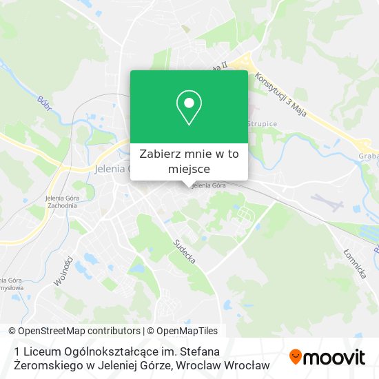 Mapa 1 Liceum Ogólnokształcące im. Stefana Żeromskiego w Jeleniej Górze