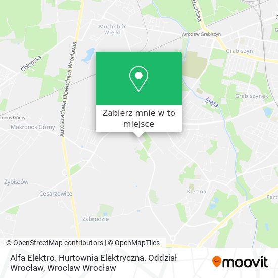 Mapa Alfa Elektro. Hurtownia Elektryczna. Oddział Wrocław