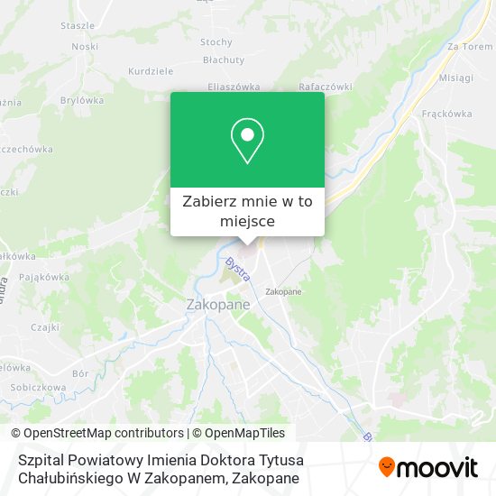 Mapa Szpital Powiatowy Imienia Doktora Tytusa Chałubińskiego W Zakopanem