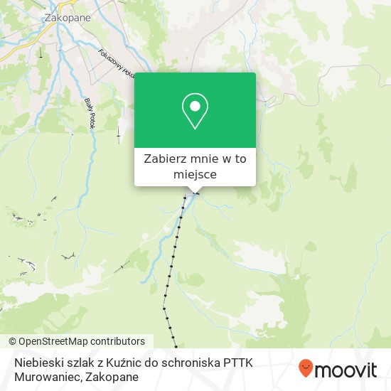 Mapa Niebieski szlak z Kuźnic do schroniska PTTK  Murowaniec