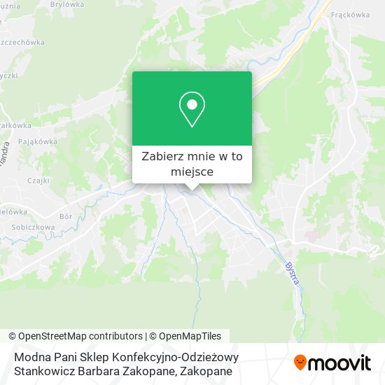 Mapa Modna Pani Sklep Konfekcyjno-Odzieżowy Stankowicz Barbara Zakopane