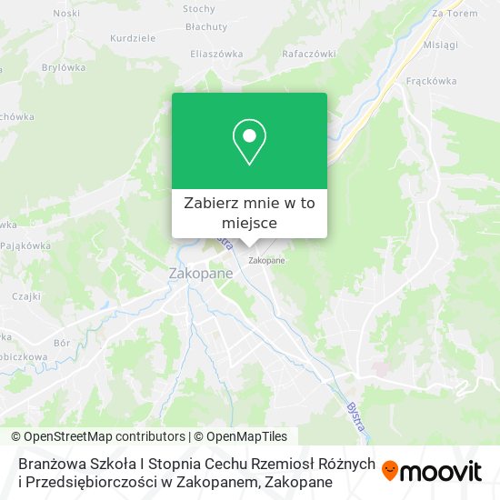 Mapa Branżowa Szkoła I Stopnia Cechu Rzemiosł Różnych i Przedsiębiorczości w Zakopanem