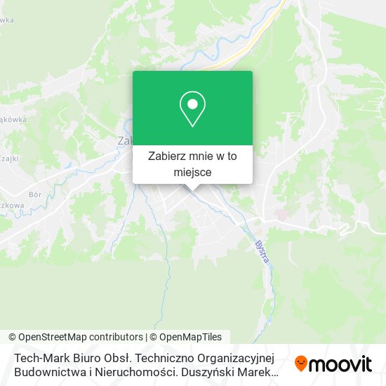 Mapa Tech-Mark Biuro Obsł. Techniczno Organizacyjnej Budownictwa i Nieruchomości. Duszyński Marek Zakopa