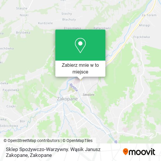 Mapa Sklep Spożywczo-Warzywny. Wąsik Janusz Zakopane