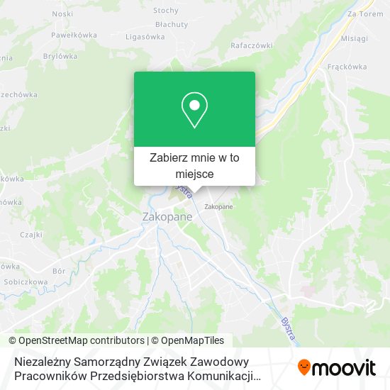 Mapa Niezależny Samorządny Związek Zawodowy Pracowników Przedsiębiorstwa Komunikacji Samochodowej w Zako