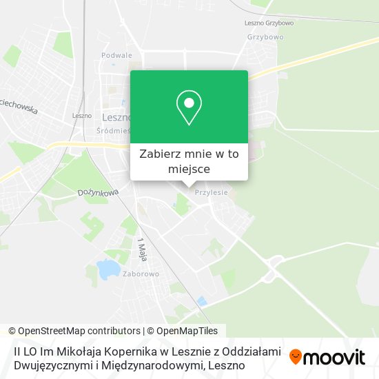 Mapa II LO Im Mikołaja Kopernika w Lesznie z Oddziałami Dwujęzycznymi i Międzynarodowymi