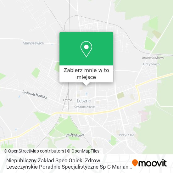 Mapa Niepubliczny Zakład Spec Opieki Zdrow. Leszczyńskie Poradnie Specjalistyczne Sp C Marian Zieliński
