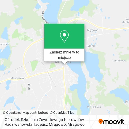 Mapa Ośrodek Szkolenia Zawodowego Kierowców. Radziwanowski Tadeusz Mrągowo