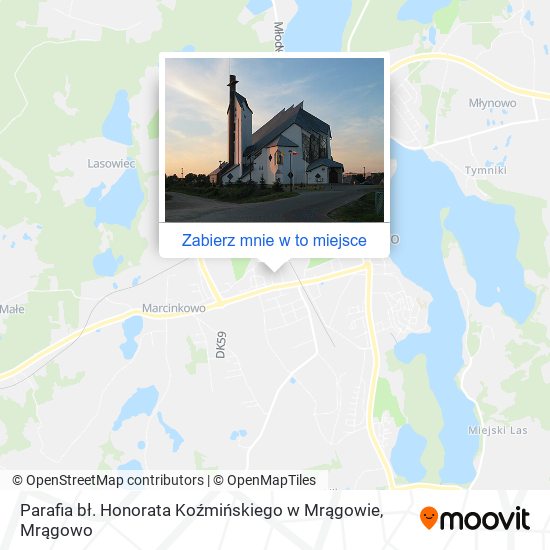 Mapa Parafia bł. Honorata Koźmińskiego w Mrągowie