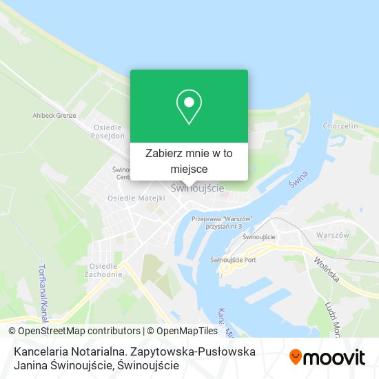 Mapa Kancelaria Notarialna. Zapytowska-Pusłowska Janina Świnoujście