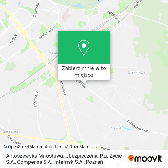 Mapa Antoszewska Mirosława. Ubezpieczenia Pzu Życie S.A., Compensa S.A., Interrisk S.A.